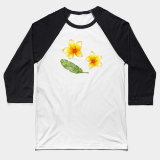 Plumeria flowers and banana leaf Baseball T-Shirt
